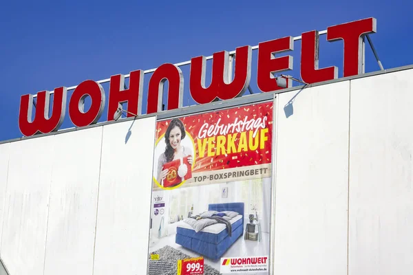 Wetzlar Alemanha Março 2018 Logotipo Wohnwelt Uma Loja Wohnwelt Discounter — Fotografia de Stock