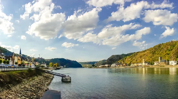 Uitzicht Prachtige Rivier Rijn Een Zomerdag Goar — Stockfoto