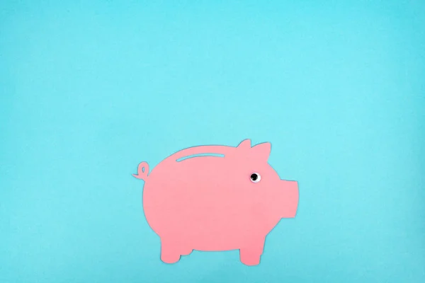 Cut Out Pink Piggy Bank Light Blue Background — Stock Photo, Image