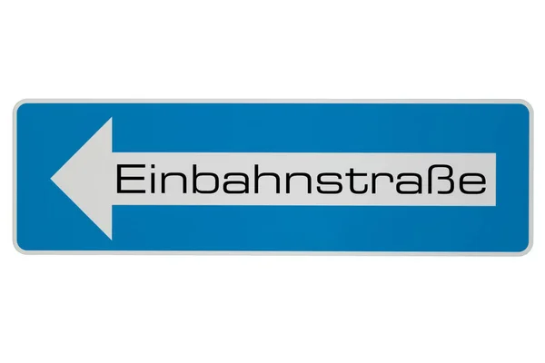 Sinal Einbahnstrasse Significa One Way Road Assine Fundo Branco — Fotografia de Stock