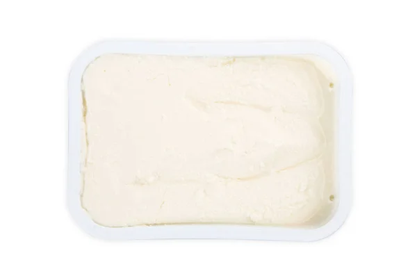 Queijo Creme Fresco Isolado Fundo Branco — Fotografia de Stock