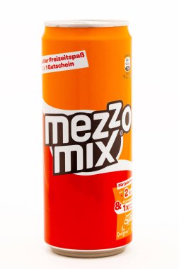 HUETTENBERG, GERMAN, HESSEN - July 19, 2018: Can of MEZZO MIX on white background clipart