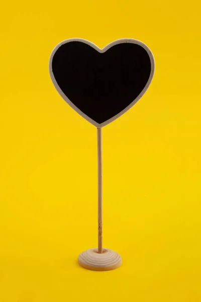 Little Chalkboard Heart Shape Isolated Yellow Background — Stock Photo, Image