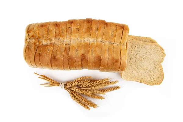 Кусочки Вкусного Белого Хлеба Белом Фоне — стоковое фото