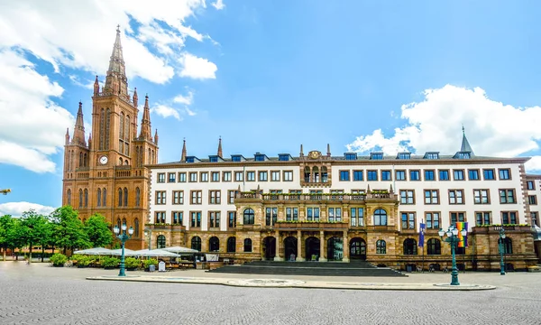 Historické Radnice Wiesbadenu Létě 2018 Německo — Stock fotografie