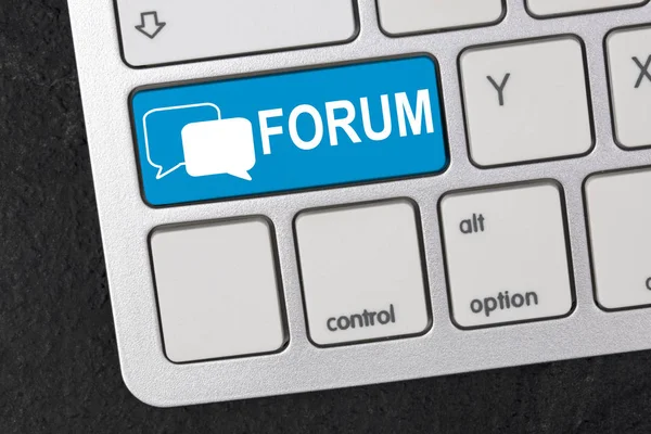 Keyboard Detail Graphic Shows Logo Two Speech Bubbles Word Forum — Stock Photo, Image