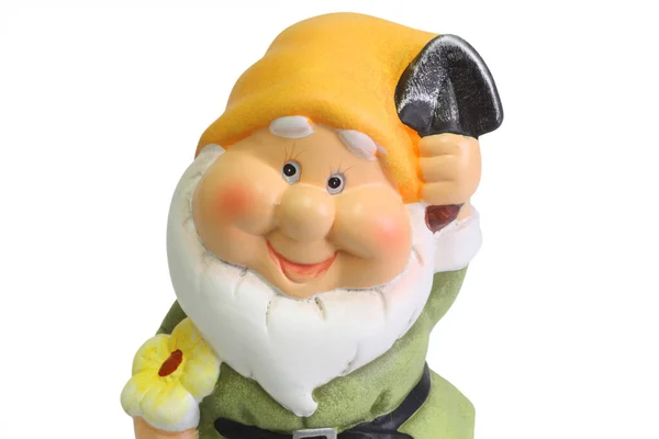 Het Classic Garden Gnome Standbeeld Geïsoleerd Witte Achtergrond — Stockfoto