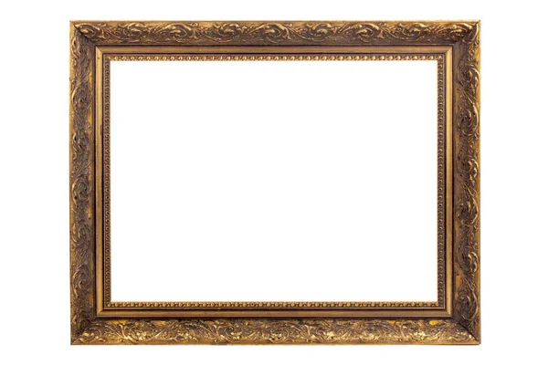 Golden Baroque Picture Frame Isolated White Background — Stock Photo, Image