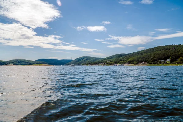 Bellissimo Edersee Con Barca Nel Nord Dell Assia Germania — Foto Stock