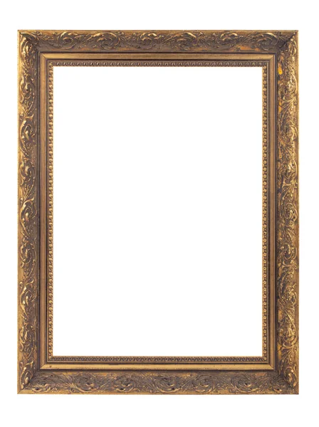 Golden Baroque Picture Frame Isolated White Background — Stock Photo, Image