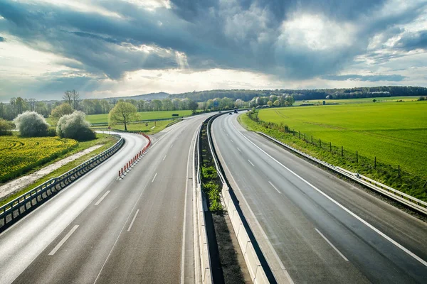 Krajina Autobahn Německu Létě — Stock fotografie