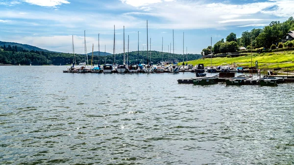 Marina Létě Edersee Hesensku Německo — Stock fotografie