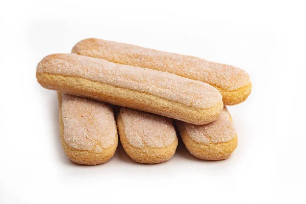 Lady Finger Biscuits Över Vit Bakgrund — Stockfoto