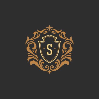 Logo türü veya rozet Tasarımı için lüks monogram logo şablonu vektör nesnesi. T