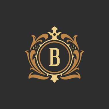 Logo türü veya rozet Tasarımı için lüks monogram logo şablonu vektör nesnesi. T