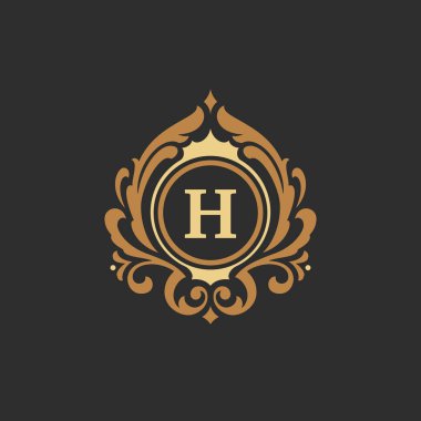 Logo türü veya rozet Tasarımı için lüks monogram logo şablonu vektör nesnesi. T