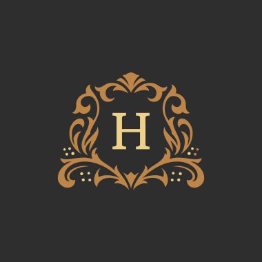 Logo türü veya rozet Tasarımı için lüks monogram logo şablonu vektör nesnesi. T