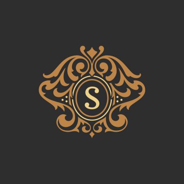 Logo veya rozet tasarım için lüks monogram logo şablonu vektör nesnesi.