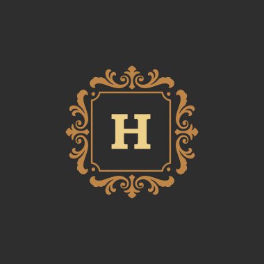 Logo veya rozet tasarım için lüks monogram logo şablonu vektör nesnesi.