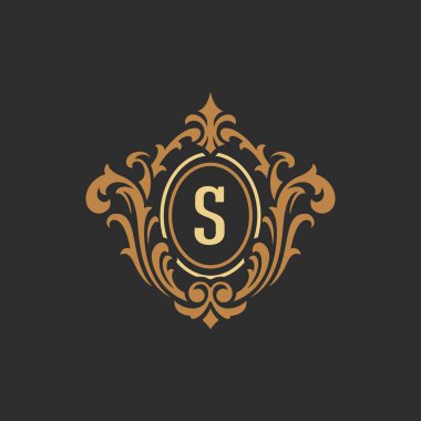 Logo veya rozet tasarım için lüks monogram logo şablonu vektör nesnesi.