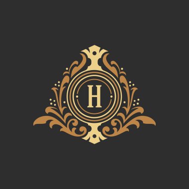 Logo veya rozet tasarım için lüks monogram logo şablonu vektör nesnesi.