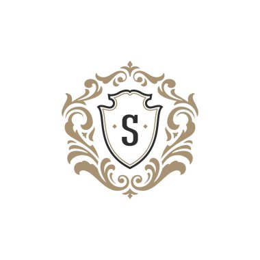 Logo veya rozet tasarım için lüks monogram logo şablonu vektör nesnesi.