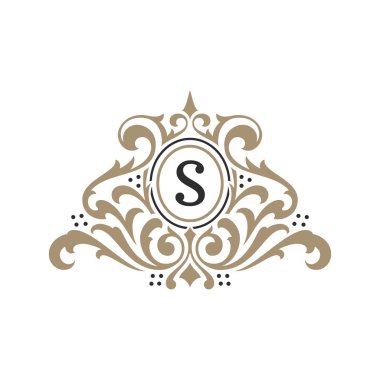 Logo veya rozet tasarım için lüks monogram logo şablonu vektör nesnesi.