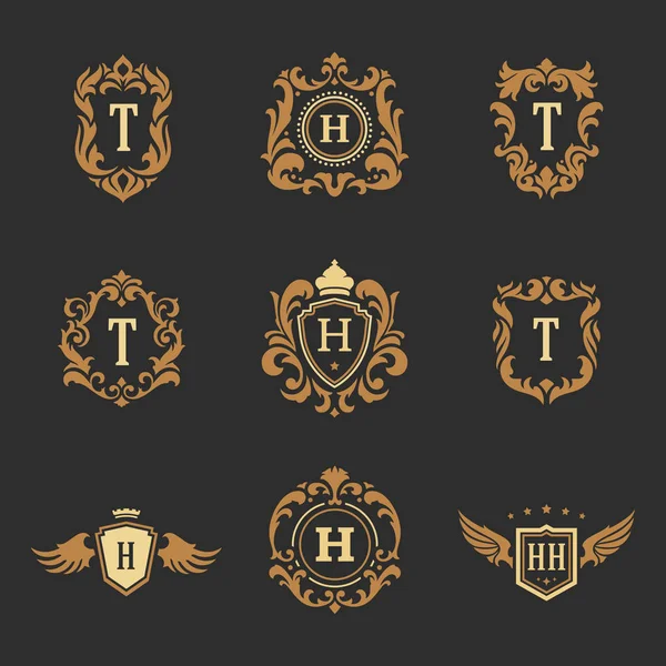 Modèles de logos de monogramme de luxe objets vectoriels pour logotype ou badge Design . — Image vectorielle