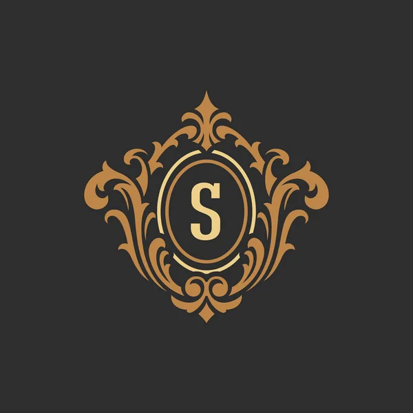 Luksusowy monogram logo szablon wektor obiektu logotyp lub odznaka projekt. — Wektor stockowy