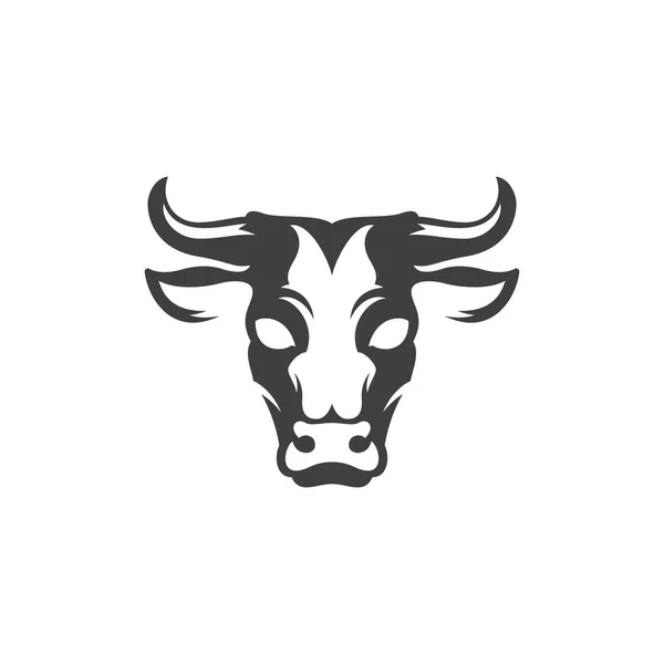 Cow head silhouette isolated on white background vector object in retro style. — Stock Vector