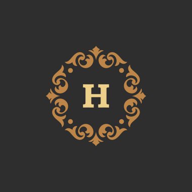 Logo veya rozet tasarım için lüks monogram logo şablonu vektör nesnesi.