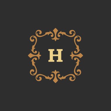Logo veya rozet tasarım için lüks monogram logo şablonu vektör nesnesi.