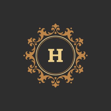 Logo veya rozet tasarım için lüks monogram logo şablonu vektör nesnesi.