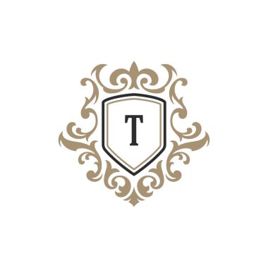 Logo veya rozet tasarım için lüks monogram logo şablonu vektör nesnesi.