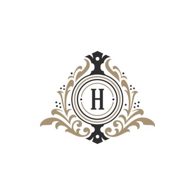 Logo veya rozet tasarım için lüks monogram logo şablonu vektör nesnesi.