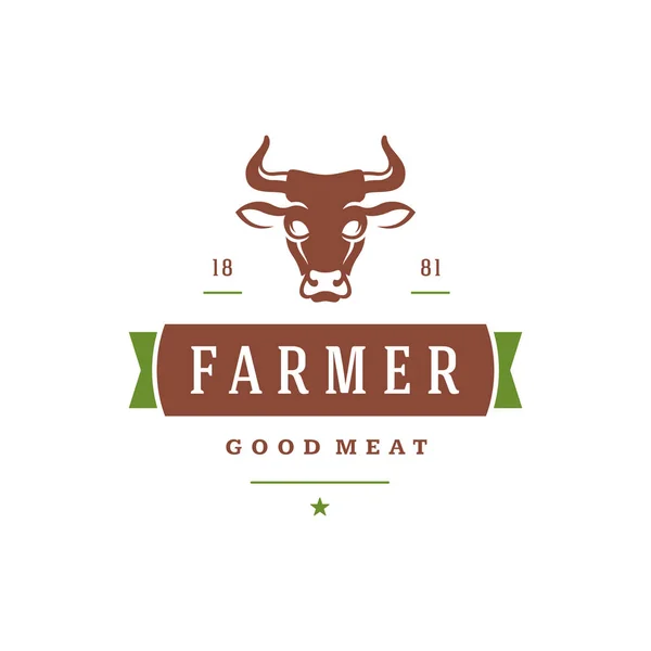 Farmers market logo template vector illustration. Farmer logotype or badge design. — Stock Vector