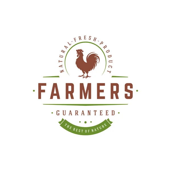 Farmers market logo template vector illustration. Farmer logotype or badge design. — Stock Vector