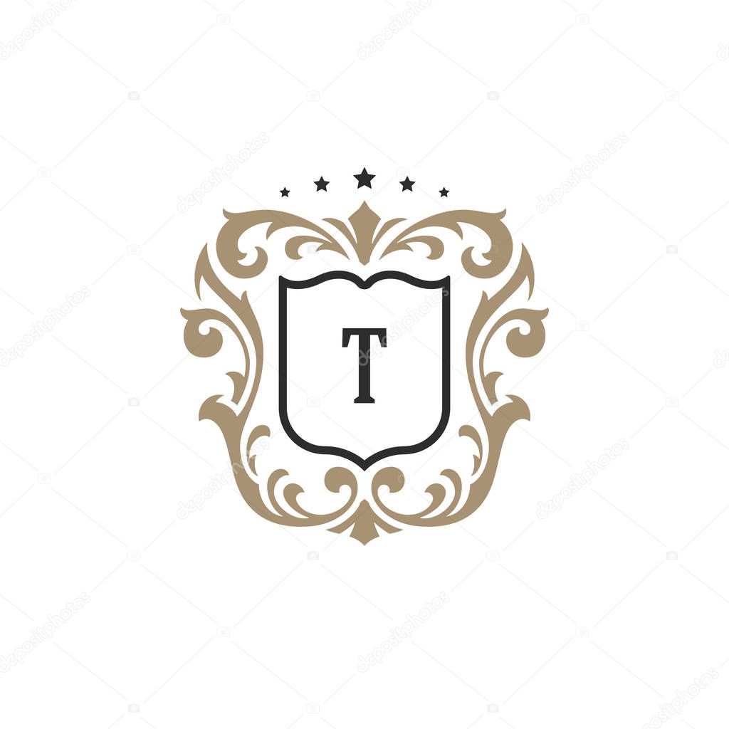 Luxury monogram logo template vector object for logotype or badge Design.