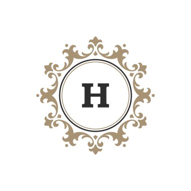 Logo veya rozet tasarım için lüks monogram logo şablonu vektör nesnesi.