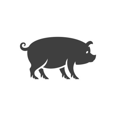 Beyaz arka plan vektör nesnesi retro tarzı üzerinde izole domuz siluet.