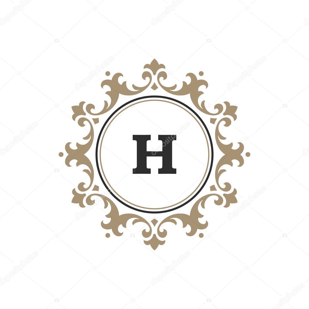 Luxury monogram logo template vector object for logotype or badge design.