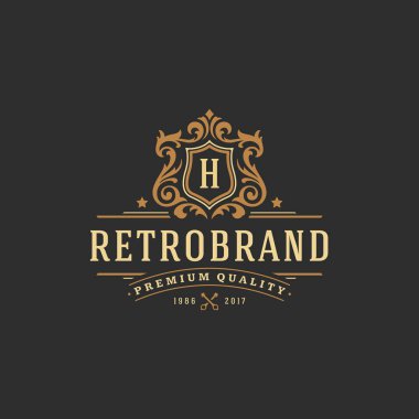 Logo veya rozet tasarım için lüks monogram logo şablonu vektör nesnesi.