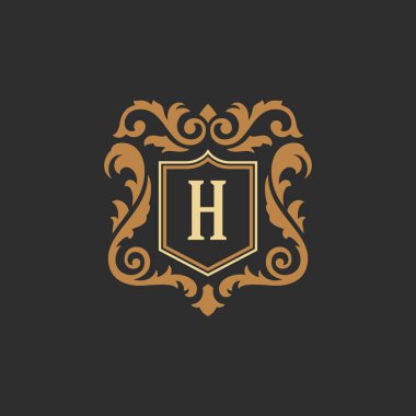 Logo veya rozet tasarım için lüks monogram logo şablonu vektör nesnesi.