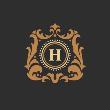 Logo veya rozet tasarım için lüks monogram logo şablonu vektör nesnesi