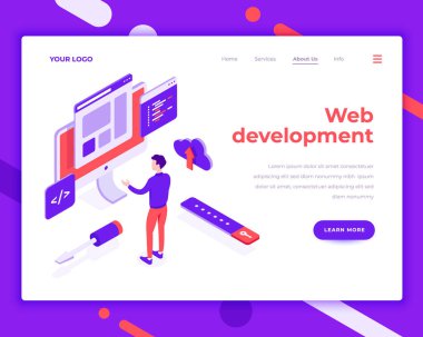 Web geliştirme ekip çalışması kişiler ve site ile etkileşim.