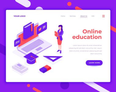 Çevrimiçi eğitim insanları ve dizüstü bilgisayar ile etkileşim.