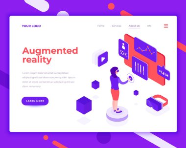 Artırılmış gerçeklik insanlar ve sanal ekran ile etkileşim.