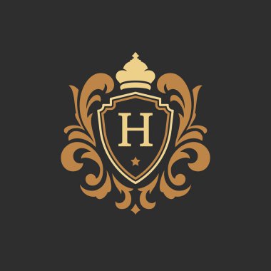 Logo veya rozet tasarım için lüks monogram logo şablonu vektör nesnesi.