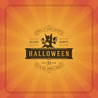 Cadılar Bayramı tipografik tebrik kartı tasarlamak vektör