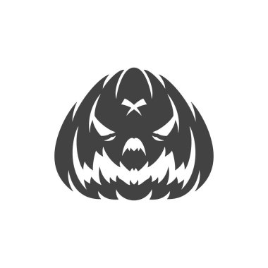 Halloween korkunç kabak yüz tasarım elemanı beyaz izole